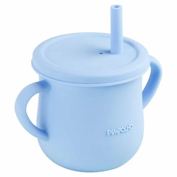 Copo De Silicone Com Canudo Soft 150ml Masculino Pimpolho - Azul