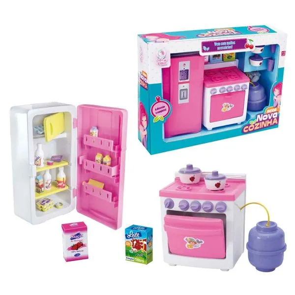 Casinha Boneca Minha Nova Cozinha Fogão Geladeira Acessórios