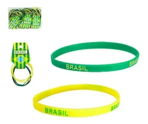 Pulseira Desilicone Brasil Decorativo Copa 06 Unidade Festa