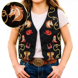 Colete Country Infantil Preto pra Menina Festa Junina com Bordado Realista P / Preto