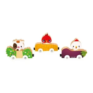 Brinquedo Educativo - Carrinhos Magnéticos - Animais de Fazenda - Janod - Maped