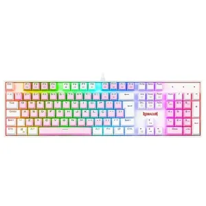 Teclado Mecânico Gamer Redragon Mitra, RGB, Switch Blue, ABNT2, Rosa e Branco Único / Rosa