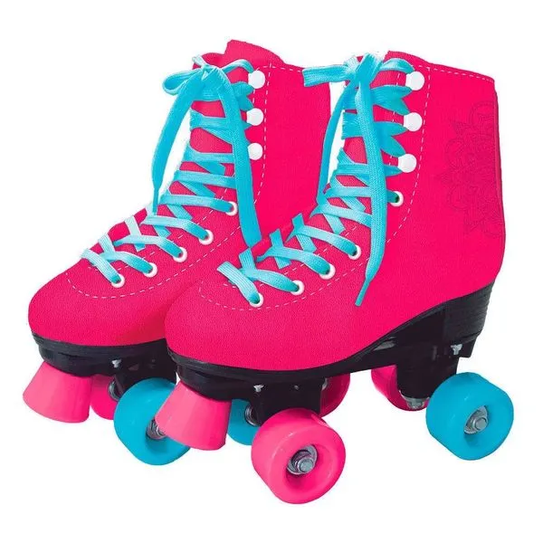 Patins Clássico - 4 Rodas - Rosa e Azul - Fun - Tam 35-36