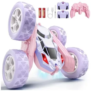 Carrinho de controle remoto STEM Hamdol Violet Dream dupla face rosa e roxo com luzes LED e giros 360°