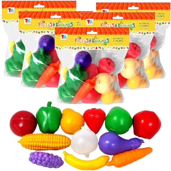 10 Pacotes Comidinha Legume Fruta Lembrança Sacola Surpresa de Aniversário