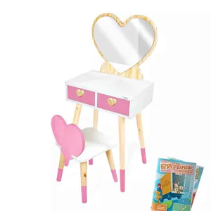 Penteadeira com Cadeirinha e Espelho Coração P Rosa