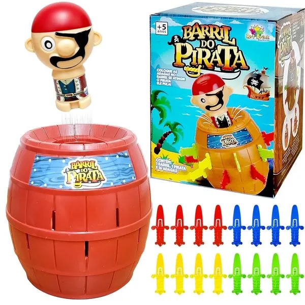 Brinquedo Pula Pirata no Barril Jogo Clássico para Família Grande