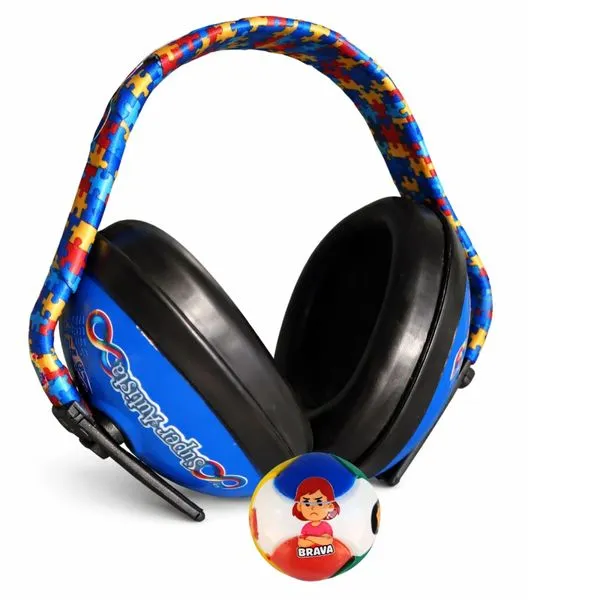 Abafador Super Autistas Azul 12 DB arco colorido + Quebra-cabeça bola Emoções