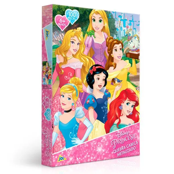 Quebra-Cabeça Metalizado Disney Princesas 100 Peças Toyster