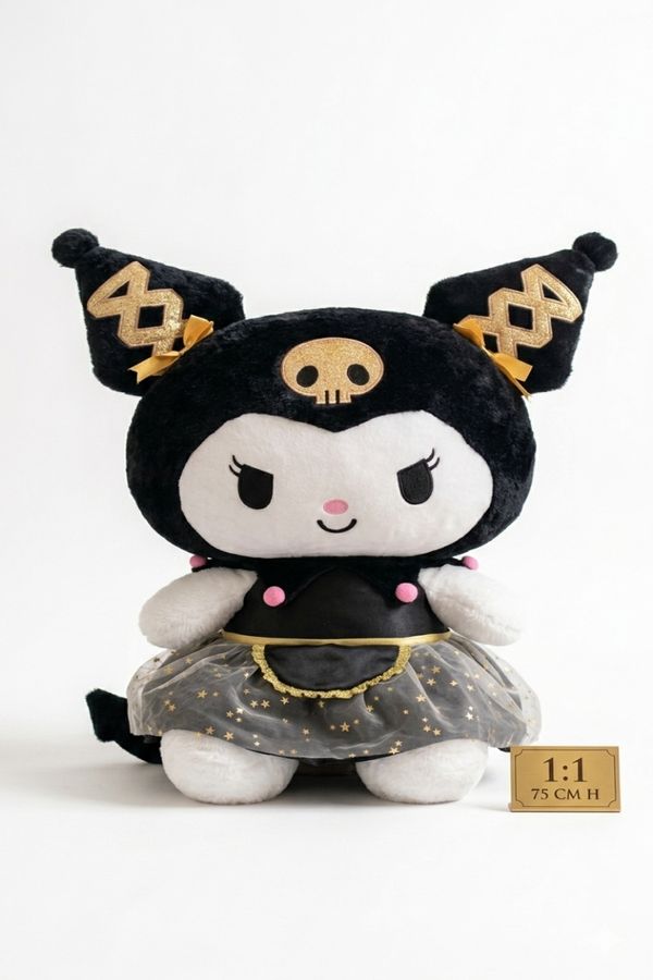 Pelúcia Gigante 75cm Kuromi Gold Premium Brinquedo Antialérgico