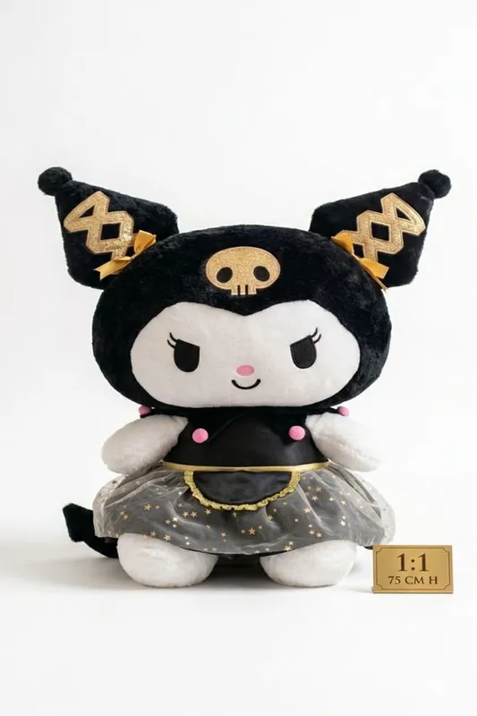 Pelúcia Gigante 75cm Kuromi Gold Premium Brinquedo Antialérgico
