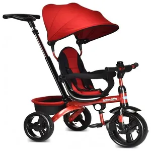 Triciclo Infantil para Passeio com Assento Ajustável 4 Estágios, Idade Recomendada 9 Meses a 5 Anos, INFANS, Azul