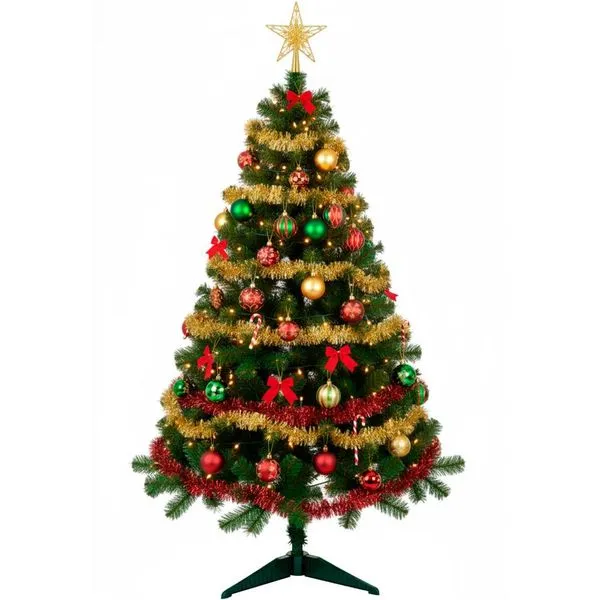 Árvore de Natal 90 cm Luxo Cheia Pequeno Pinheiro Artificial com 120 Galhos e Base Desmontável