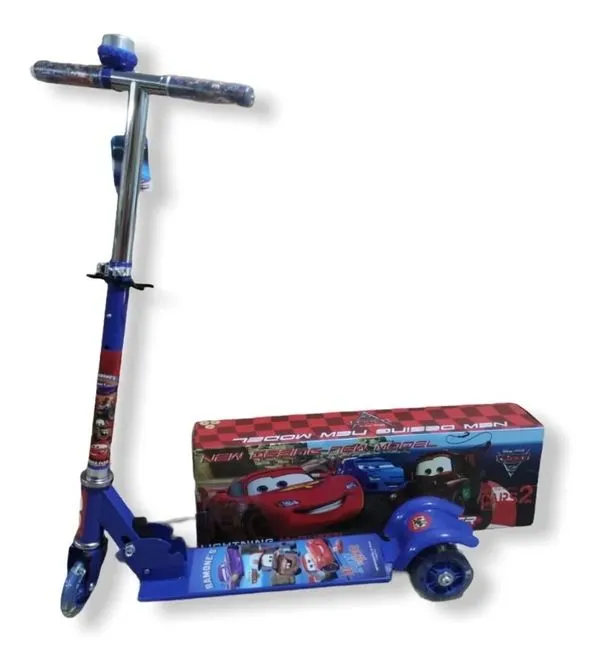 Patinete Infantil Metal Carros Mcqueen 3 Rodas Led - Buzina