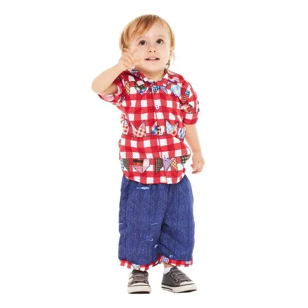 Kit Camisa Bermuda Infantil Quadrilha Festa Junina para Bebê GG