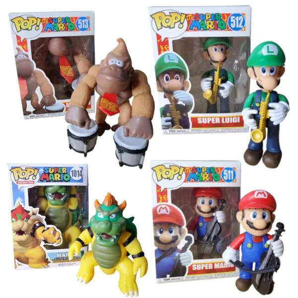 Bonecos Articulados Kit Com 4 Personagens Super Mario