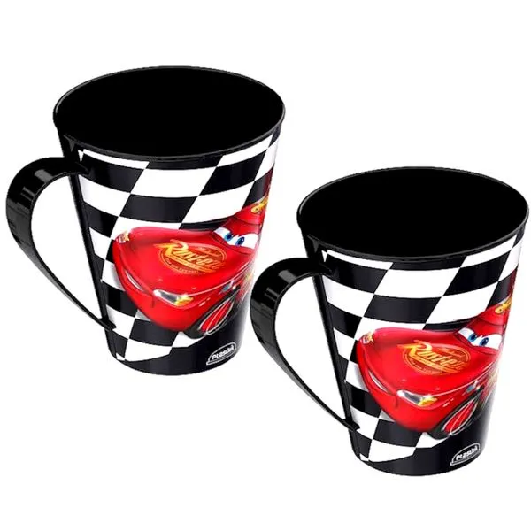 Kit com 2 Canecas do Carros Relâmpago Mcqueen 360ml Infantil Plasútil