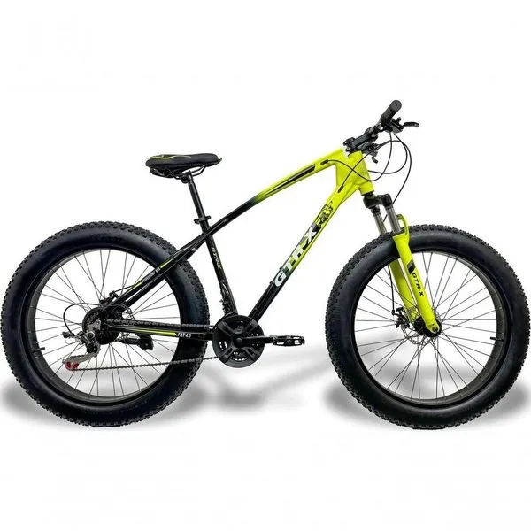 Bicicleta Fat Bike Aro 26 Freios Disco Alumínio Shimano Quadro 19 GTR-X Amarelo Preto