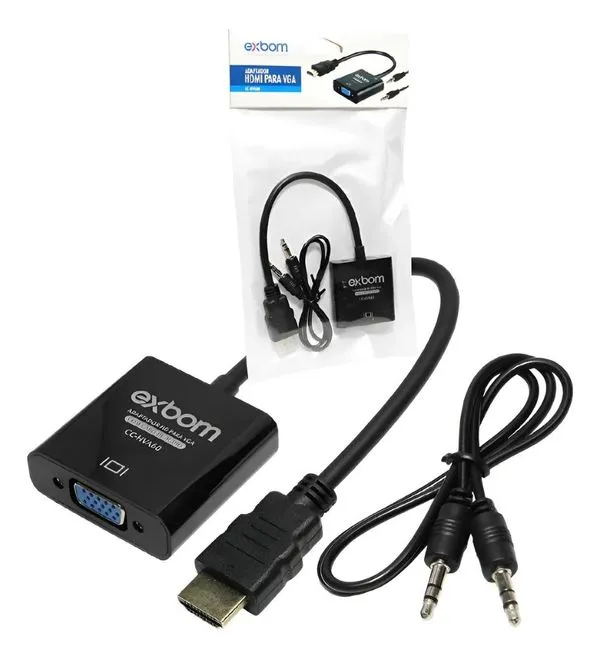 Cabo Adaptador Conversor HDMI x VGA Cabo 15Cm