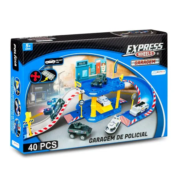 Hot Wheels Express - Garagem Policia - 40 Peças - Multikids