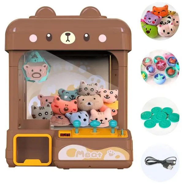 Máquina de Garra cxjoigxi Bear Grande para Crianças e Adultos com Prêmios, Luzes e Sons Ajustáveis, Mini Arcade Eletrônico e Dispensador de Doces