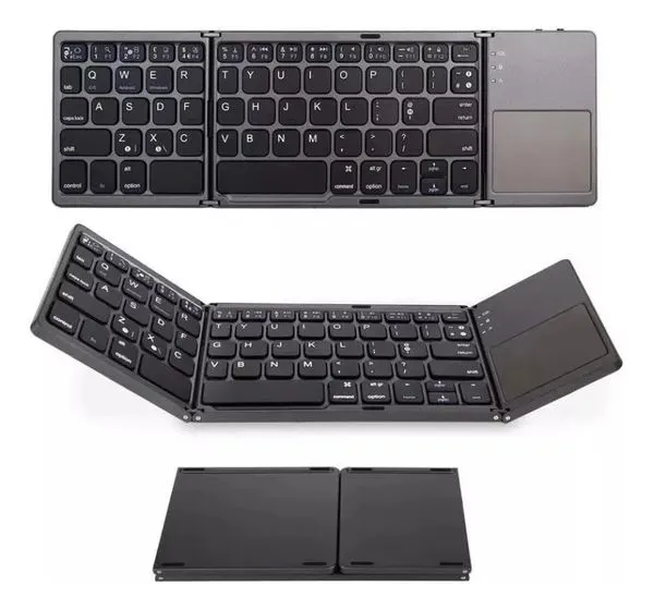 Mini Teclado sem Fio Recarregável Portátil Touchpad Dobrável Bluetooth