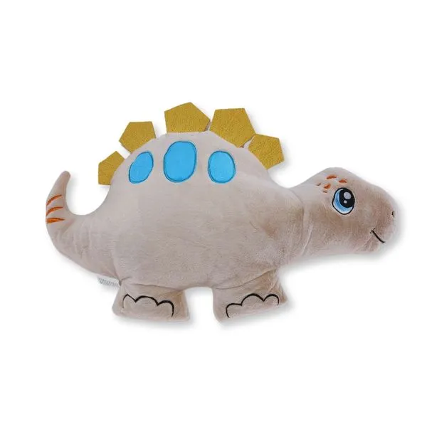 Estegossauro Marrom de Pelúcia Fizzy Toys 48cm Almofada Super Macia Infantil