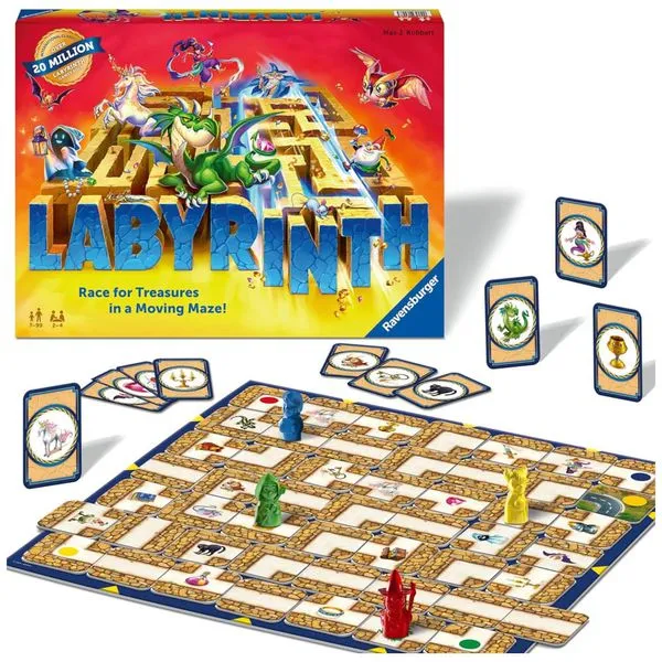 Jogo de Tabuleiro Labirinto Ravensburger - Desafio Estratégico em um Labirinto para Noites em Família - Encontre Tesouros, Bloqueie Oponentes -
