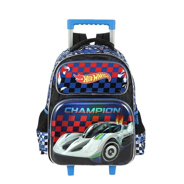 Mochila de Rodinhas Com Alça Luxcel Hot Wheels Champion Azul Único