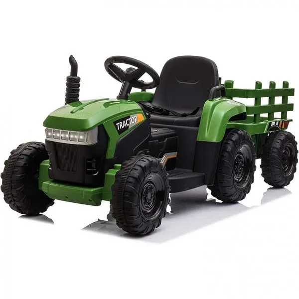 Trator Elétrico Infantil Movido a Bateria 12V com Reboque e Motor Duplo, TOBBI, Preto 110v