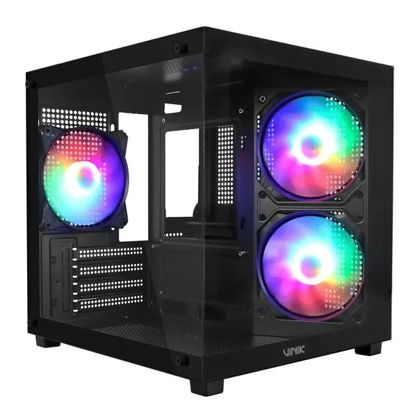 Gabinete Gamer G-CUBE Preto Vinik Vidro Temperado C/3 Fans GGGCVBK