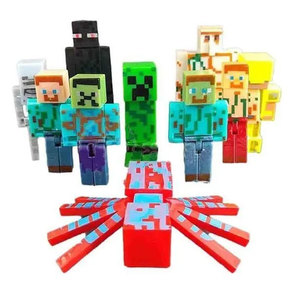 Cartela 10 Boneco Minecraft My Home + 2 Blocos