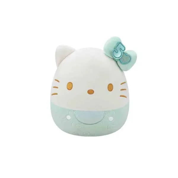 Pelúcia Squishmallows Hello Kitty Verde Sunny 3877 – Edição Especial de 50 Anos Colecionável e Super Macia