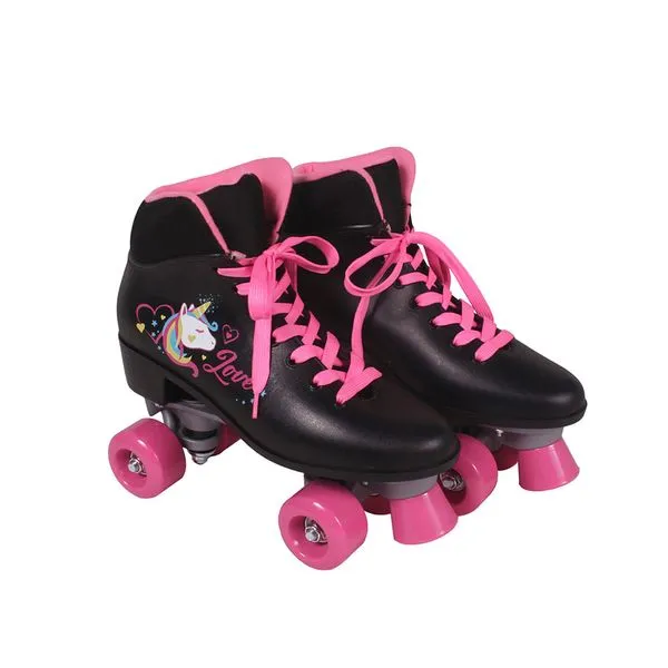 Patins Quad Love Unicórnio Preto Bel 35 / Preto, Rosa
