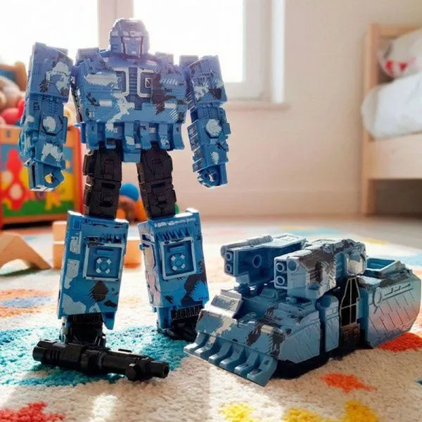 Brinquedo Robô Soldado Acessórios Transforma Carro Militar Azul