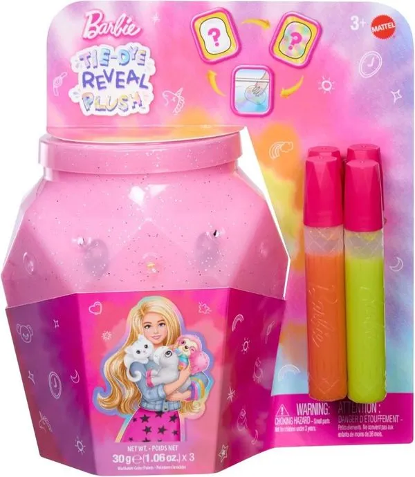 Pelúcia Surpresa Reveal Plush Barbie Tie Dye 17cm - Mattel HWD29