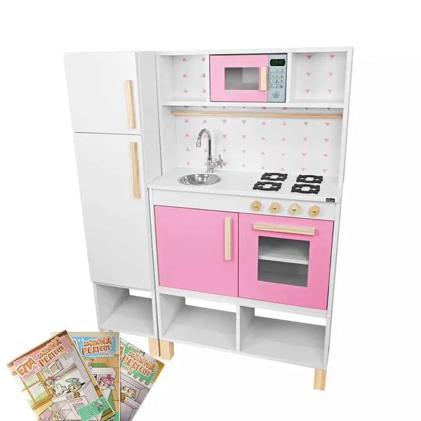 Módulo Crescer Cozinha Infantil Com Geladeira Rosa