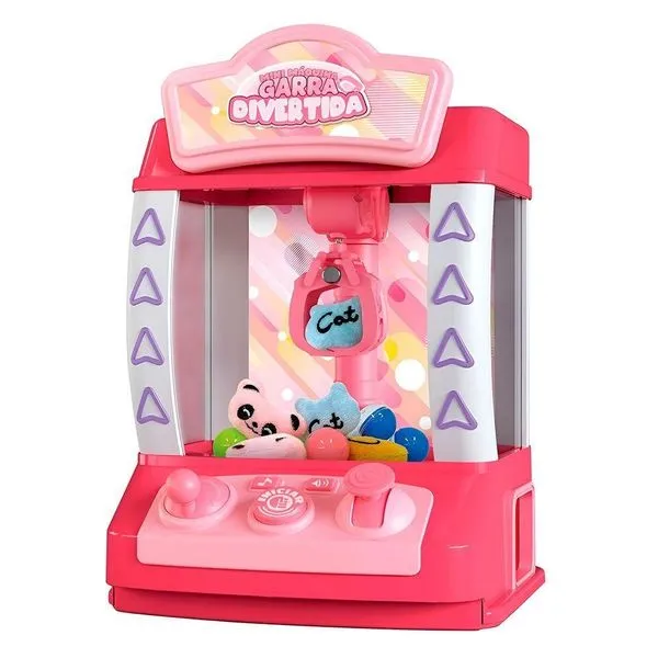 Mini Máquina De Ursinhos Pelúcia Joguinho Garra rosa