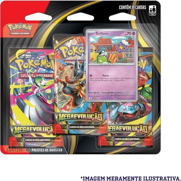 POKEMON ME01 - BLISTER TRIPLO MEGA EVOLUCAO DRIFLOON E DRIFBLIM - COPAG ROXO