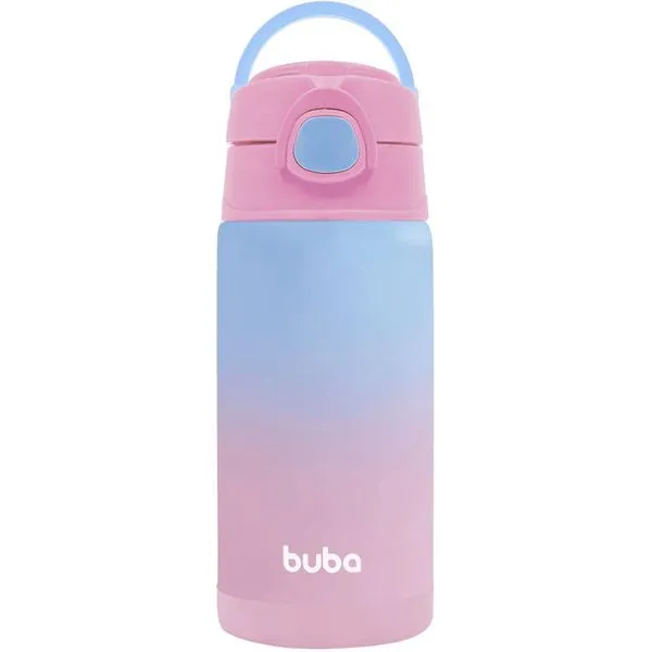 Garrafa Térmica Buba Com Canudo Rosa Degradê Único