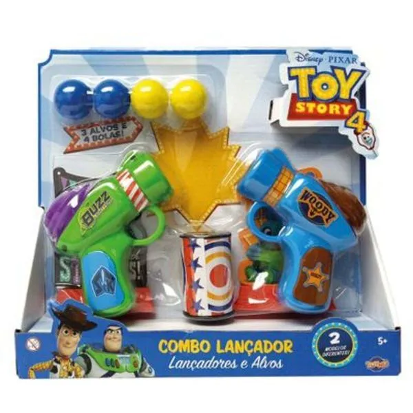 Lançador de Bolas com Alvos - Toy Story 4 - Buzz e Woody - Dois Lançadores - Toyng