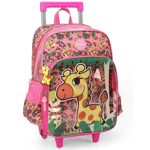 Mochila de Rodinhas Sem Alça Luxcel Up4You Girafa Pink Único