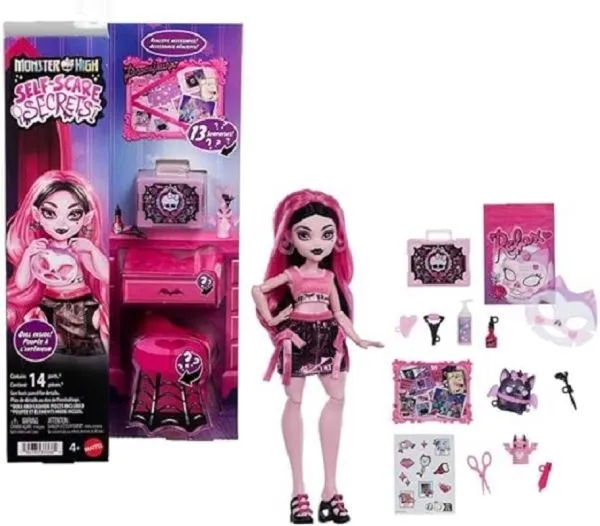Boneca Monster High Self-Scare Secrets Draculaura C/ Acessorios Realistas – 13 Surpresas - Mattel.