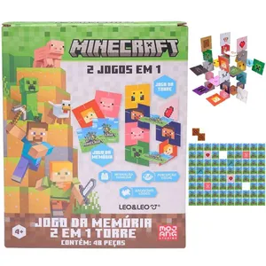 JOGO DA MEMÓRIA 2 EM 1 TORRE MINECRAFT - 48 PEÇAS - LEO&LEO
