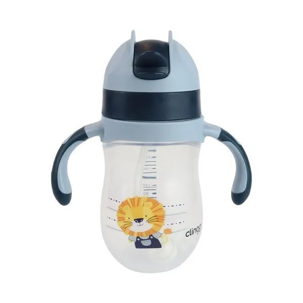 Copo Com Canudo De Silicone - Luke - Azul - Clingo - Brasbaby