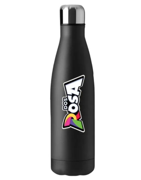 Garrafa de Inox Preta Dos Rosas Logo