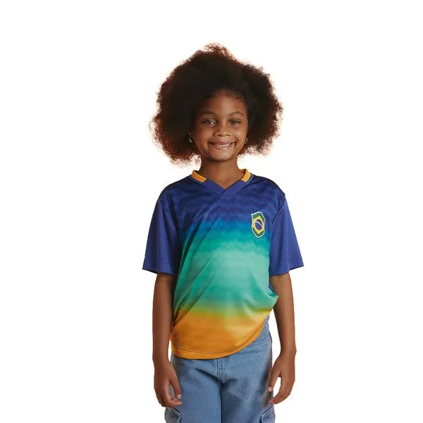 Camiseta - Brasil - Tamanho M - Infantil - Degradê - Braziline