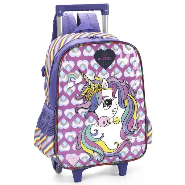 Mochila de Rodinhas Com Alça Luxcel Up4You Unicórnio Roxo Único