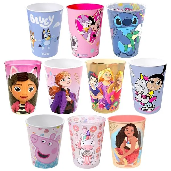 10 Copos Infantil 320ml Estampa Desenhos para Criança para Base de Ovo de Páscoa Lembrança