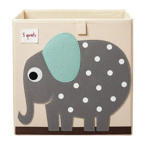 Cesto Organizador 3 Sprouts Quadrado Elefante Colorido Único